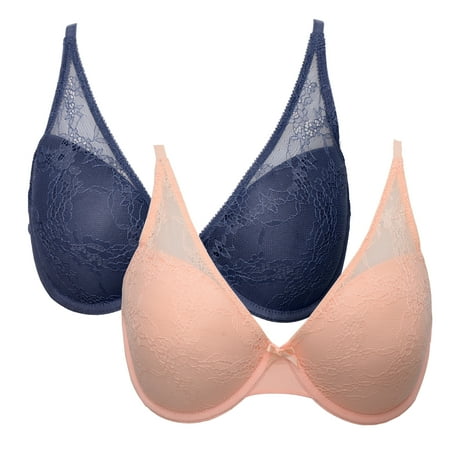 You & Me by Yves Martin Women s 2-Pack Moulded Lace Bras