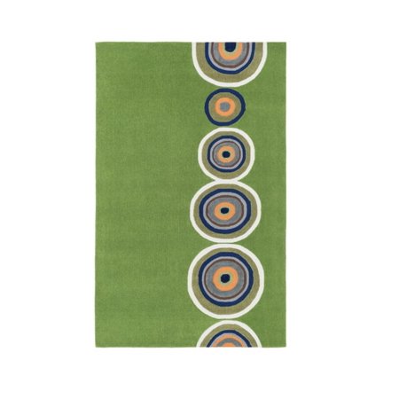 7.5' x 9.5' Circles of Wonder Army Green, Clover and Midnight Blue Area Throw Rug