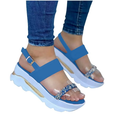 Women Platform Wedge Sandals Dressy Rhinestone Shoes with Ankle Strap Thick Bottom Fish Mouth Sandals Platform Sandals High Heels Light blue 4.5
Women Platform Wedge Sandals Dressy Rhinestone Shoes with Ankle Strap Thick Bottom Fish Mouth Sandals Platform Sandals High Heels Light blue 4.5