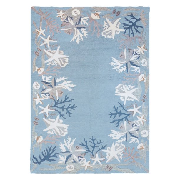 3' x 5' Blue and White Coral Reef Indoor/Outdoor Accent Rug