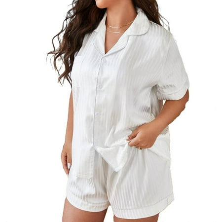 

Wowens Plus Pajama Sets Plain Sleepware Lounge White 5XL