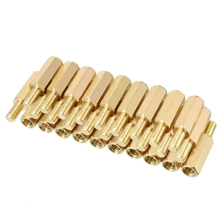 30pcs M3 12+6mm Female Male Thread Brass Hex Standoff Spacer Screws