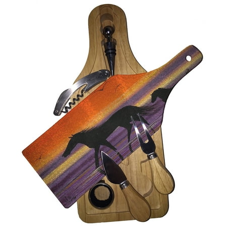 KuzmarK Wine & Cheese Glass Cutting Board Wood Box Gift Set - Beach Ponies at Twilight Horse Art by Denise Every
KuzmarK Wine & Cheese Glass Cutting Board Wood Box Gift Set - Beach Ponies at Twilight Horse Art by Denise Every
