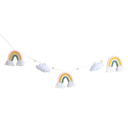 TIERPOP Nordic Wooden Beads Garland with Felt Cloud Knitting Wool Rainbow Tassel Pendant
TIERPOP Nordic Wooden Beads Garland with Felt Cloud Knitting Wool Rainbow Tassel Pendant