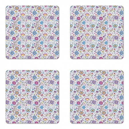 Pastel Coaster Set of 4 Peonies Daisies Tulips Colorful Doodle Style Botanical Garden with Heart Shapes Square Hardboard Gloss Coasters Standard Size Multicolor by Ambesonne
Pastel Coaster Set of 4 Peonies Daisies Tulips Colorful Doodle Style Botanical Garden with Heart Shapes Square Hardboard Gloss Coasters Standard Size Multicolor by Ambesonne