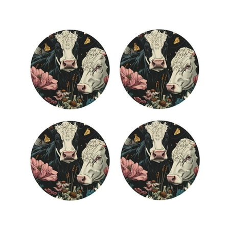 Junzan Vintage Sunflower Cow Print Coasters for Drinks - Leather Coasters Set of 4 for Coffee Table for Housewarming/Kitchen/Bar/Decor-Round Shape
Junzan Vintage Sunflower Cow Print Coasters for Drinks - Leather Coasters Set of 4 for Coffee Table for Housewarming/Kitchen/Bar/Decor-Round Shape