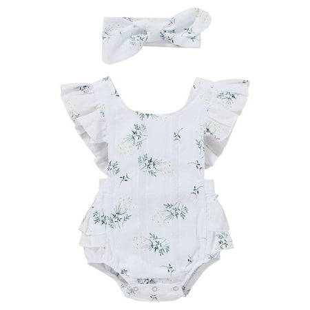 EHTMSAK Newborn Infant Baby Toddler Girl Summer Cotton Floral Flutter Sleeve Sleeveless Bodysuit White 0-24M 90
EHTMSAK Newborn Infant Baby Toddler Girl Summer Cotton Floral Flutter Sleeve Sleeveless Bodysuit White 0-24M 90