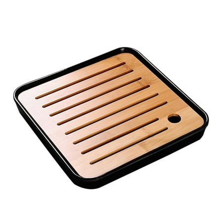 

1pc Household Tea Cup Tray Bamboo Tray Japanese Style Melamine Tea Tray Hotel Travel Tea Set (Black)