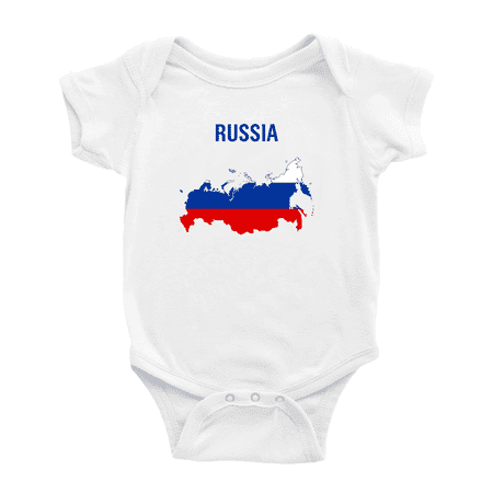 Russia Map Flag Baby Rompers (White 3-6 Months)