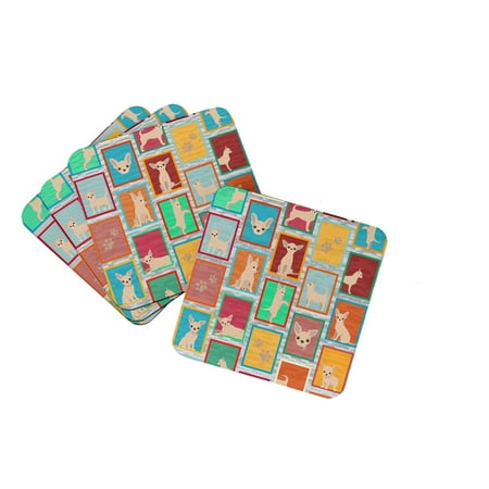 Lots of Chihuahua Foam Coaster Set of 4 3.5 in x 3.5 in