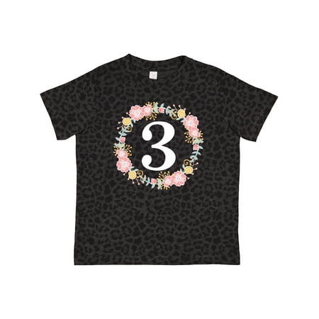 Inktastic 3rd Birthday Rose Wreath Girls Gift Toddler Toddler Girl T-Shirt