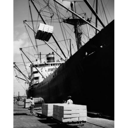 Cargo containers being loaded into an industrial ship Tampa Florida USA Stretched Canvas - (24 x 36)