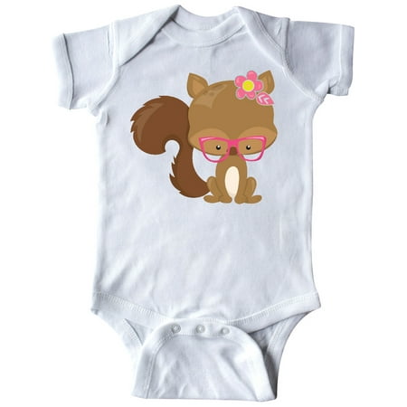 Inktastic Hipster Squirrel Squirrel With Glasses Flowers Gift Baby Boy or Baby Girl Bodysuit