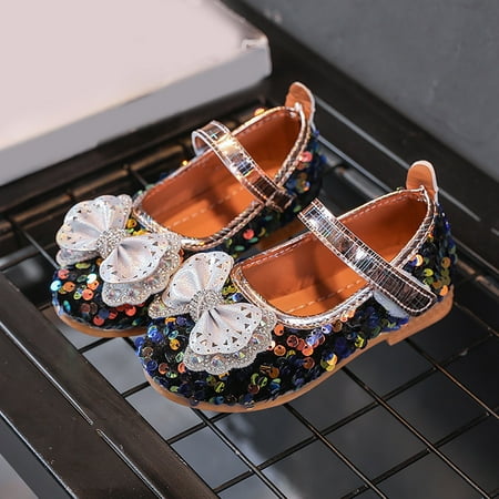 Cathalem Metallic Toddler Boots Fashion Autumn Girls Casual Shoes Flat Light Breathable Hook Loop Shiny Girls Booties Size 12 Dark Blue 4 Years