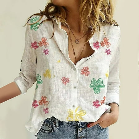 Womens Long Sleeve Roll up Sleeve Button Down Shirt Casual Trendy Floral Printed V Neck Work Plain Blouses Tops
Womens Long Sleeve Roll up Sleeve Button Down Shirt Casual Trendy Floral Printed V Neck Work Plain Blouses Tops