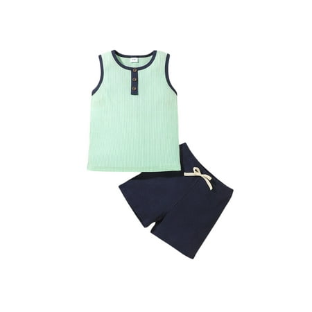 Suanret 2PCS Toddler Kids Streetwear Set Summer Boys Contrast Color Round Neck Sleeveless Tops Shorts Light Green 4-5 Years
Suanret 2PCS Toddler Kids Streetwear Set Summer Boys Contrast Color Round Neck Sleeveless Tops Shorts Light Green 4-5 Years