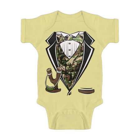 Toddlers Camo Tuxedo Bodysuit - Banana - 12 Months