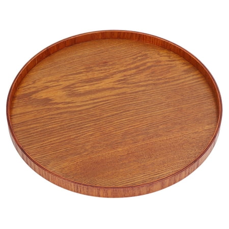 

Round Wooden Serving Tray Plate Home Office Teahouse Wooden Tray for Tea Set Fruits Candies Food Home Decoration[24cm]