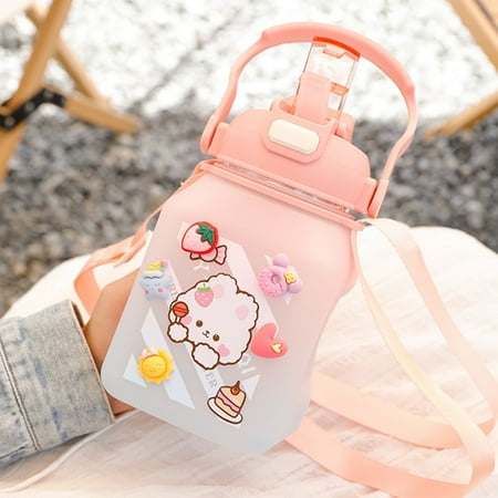 Water Bottle for Kids Large Capacity Water Bottle with Straw and Shoulder Strap Suitable for Daily Using