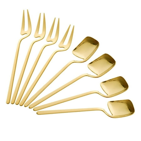 Tea Dessert Fork Spoon Set Stainless Steel Hanging Cup Long Handle Mini Fruit Appetizer Forks and Dessert Spoons Set D
Tea Dessert Fork Spoon Set Stainless Steel Hanging Cup Long Handle Mini Fruit Appetizer Forks and Dessert Spoons Set D