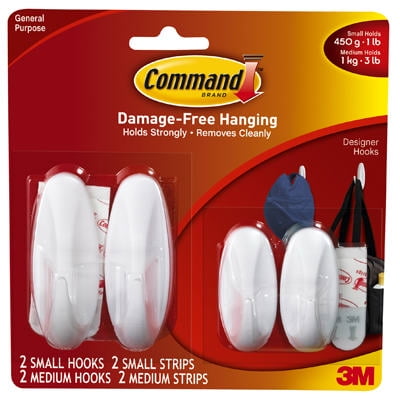 Command 17081-2VP Designer Hooks Value Pack with Strips 4-Count
