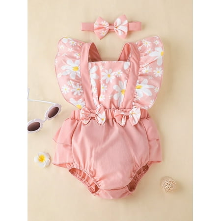 Sleeveless Baby Floral Print Ruffle Trim Bow Front Bodysuit Headband S221905X Baby Pink 62(1-3M)
Sleeveless Baby Floral Print Ruffle Trim Bow Front Bodysuit Headband S221905X Baby Pink 62(1-3M)