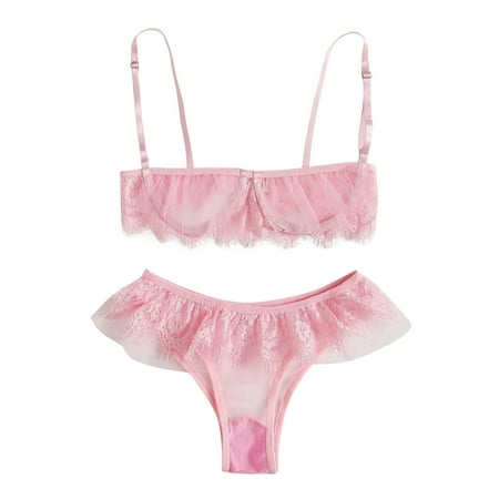 EHTMSAK 2PCS Women s Sexy Teddy Lingerie Set Babydoll Mesh Lingerie See Through Ruffle Bra and Panty Sets Pink M
EHTMSAK 2PCS Women s Sexy Teddy Lingerie Set Babydoll Mesh Lingerie See Through Ruffle Bra and Panty Sets Pink M