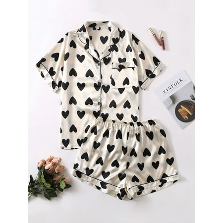 Apricot Cute Women s Plus Allover Heart Print Satin Pajama Set 2XL(16) Y22001D
Apricot Cute Women s Plus Allover Heart Print Satin Pajama Set 2XL(16) Y22001D