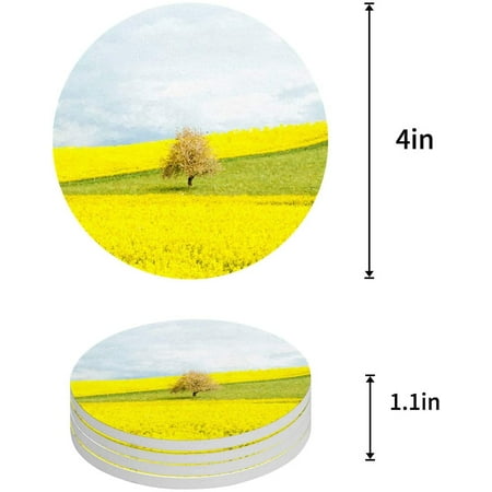 ZHANZZK Yellow Flower Field Oil Painting Style Set of 4 Round Coaster for Drinks Absorbent Ceramic Stone Coasters Cup Mat with Cork Base for Home Kitchen Room Coffee Table Bar Decor
ZHANZZK Yellow Flower Field Oil Painting Style Set of 4 Round Coaster for Drinks Absorbent Ceramic Stone Coasters Cup Mat with Cork Base for Home Kitchen Room Coffee Table Bar Decor