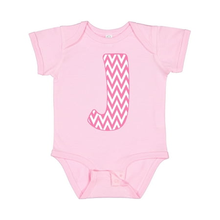 Inktastic Cute Pink Chevron Initial J Gift Baby Girl Bodysuit