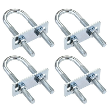 Uxcell 25mm Inner Width 90mm Length Round U-Bolt Steel M8 4 Sets