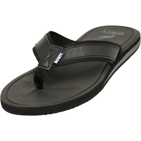 NORTY Mens Arch Support Flip Flops Adult Male Lake Thong Sandals Black
