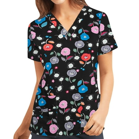 GATXVG Women Scrubs Tops Summer Short Sleeve V-Neck Workwear Irregular Print Side Split Tops Nursing Uniform Professionals Medical Scrub Tops with Pockets Stretch Casual Comfortable Blouse
GATXVG Women Scrubs Tops Summer Short Sleeve V-Neck Workwear Irregular Print Side Split Tops Nursing Uniform Professionals Medical Scrub Tops with Pockets Stretch Casual Comfortable Blouse