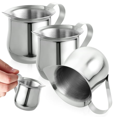 

3Pcs Stainless Steel Milk Cup 3oz/90ml Small Milk Frothing Pitcher Espresso Coffee Milk Jug