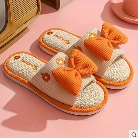 Cute Bowknot Decor Slippers Casual Slip On Linen Sole Shoes Comfortable Indoor Home Slippers
Cute Bowknot Decor Slippers Casual Slip On Linen Sole Shoes Comfortable Indoor Home Slippers
