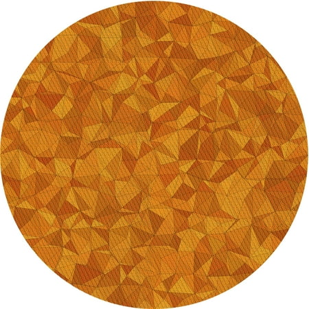 Ahgly Company Indoor Round Patterned Neon Orange Area Rugs 6 Round