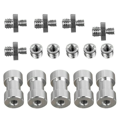 5 Set of 1/4 Inch 3/8 Inch Tripod Mount Screw Convert Adapter Flash Light Stand Spigot