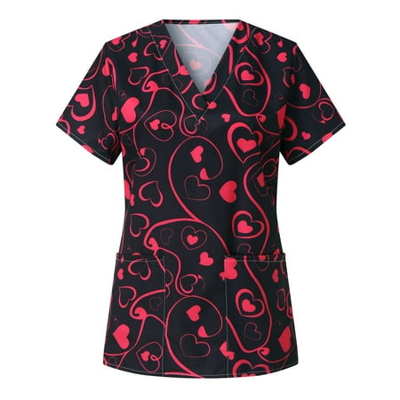 Xysaqa Womens Summer Tops Going Out Tops Womens Scrub Tops Women s Love Print Casual Short Sleeve V-Neck Carer Top Fashion Tops For Women On Clearance
Xysaqa Womens Summer Tops Going Out Tops Womens Scrub Tops Women s Love Print Casual Short Sleeve V-Neck Carer Top Fashion Tops For Women On Clearance