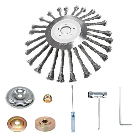Steel Wire Rotary Brush Weeds Wired Trimmer Blade Dusting Polishing Wire Swivel Brush trimming head for Pavement Joints Rust Removal Paving 10inch
Steel Wire Rotary Brush Weeds Wired Trimmer Blade Dusting Polishing Wire Swivel Brush trimming head for Pavement Joints Rust Removal Paving 10inch
