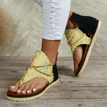 Sandals for Women 2024 Summer Sandals Durable Sandals Womens SandalsWomen Sandals Fashionable New Pattern Color Blocked Print Comfortable And Versatile Flat Bottom Back Zipper ShoesYellow39
Sandals for Women 2024 Summer Sandals Durable Sandals Womens SandalsWomen Sandals Fashionable New Pattern Color Blocked Print Comfortable And Versatile Flat Bottom Back Zipper ShoesYellow39