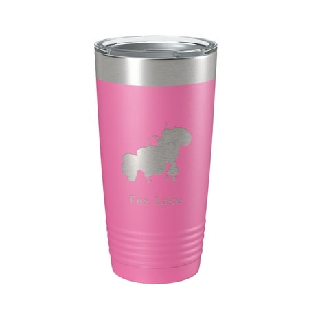 Fox Lake Map Tumbler Travel Mug Insulated Laser Engraved Coffee Cup Illinois 20 oz Pink