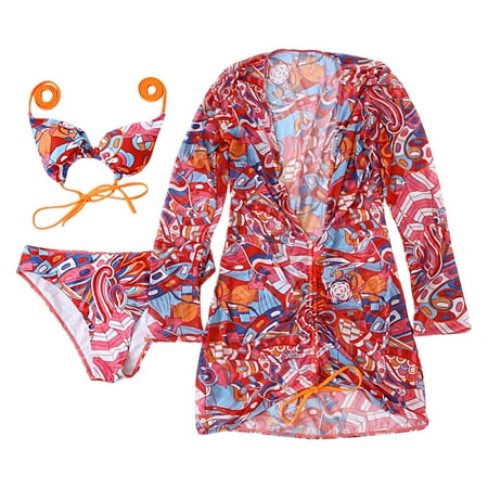 RedmL 3Pcs/Set Bathing Suit Padded Sun-proof Soft Bra Briefs Set with Long Sleeve Smock Water Sport Clothes
RedmL 3Pcs/Set Bathing Suit Padded Sun-proof Soft Bra Briefs Set with Long Sleeve Smock Water Sport Clothes