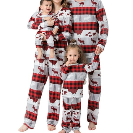 Kanali Red Gray Plaid Deer Print Christmas Family Pajamas Set Family Matching Sleepwear
Kanali Red Gray Plaid Deer Print Christmas Family Pajamas Set Family Matching Sleepwear