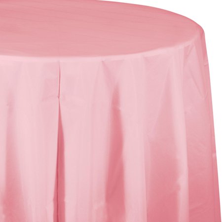 Club Pack of 12 Classic Pink Disposable Plastic Octy-Round Picnic Party Table Covers 82