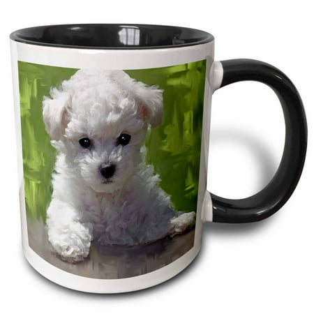 3dRose Bichon Frise Puppy - Two Tone Black Mug 11-ounce