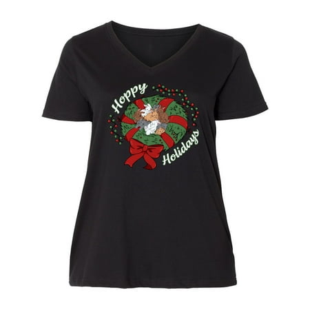Inktastic Hoppy Holidays Bunnies in Christmas Wreath with Red Bow Women s Plus Size V-Neck
Inktastic Hoppy Holidays Bunnies in Christmas Wreath with Red Bow Women s Plus Size V-Neck