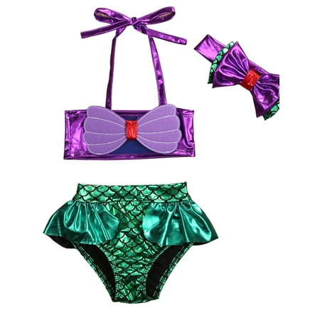 

Sunisery Newborn Baby Girls Mermaid Bikini Set 3D Swimsuit Fish Scales Briefs Summer Beachwear Swimwear Suit Green 4-5 Years