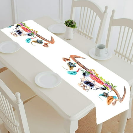 ABPHQTO Watercolor Bull Skull Flowers Feathers Table Runner Placemat Tablecloth For Home Decor 14x72 Inch
ABPHQTO Watercolor Bull Skull Flowers Feathers Table Runner Placemat Tablecloth For Home Decor 14x72 Inch