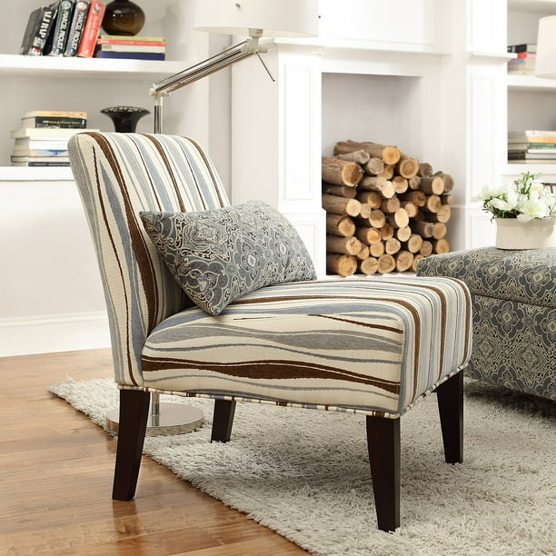 Weston Home Wavy Striped Fabric Lounger Chair - Rich Espresso