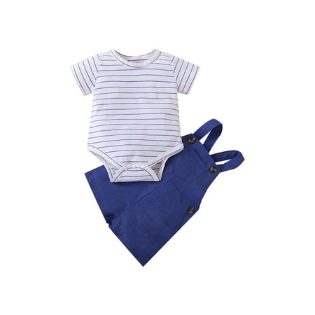 Canrulo Newborn Baby Boys Girls Clothes 2pcs Striped Printed Short Sleeve Romper+Pocket Suspender Shorts Sets Dark Blue 18-24 Months
Canrulo Newborn Baby Boys Girls Clothes 2pcs Striped Printed Short Sleeve Romper+Pocket Suspender Shorts Sets Dark Blue 18-24 Months